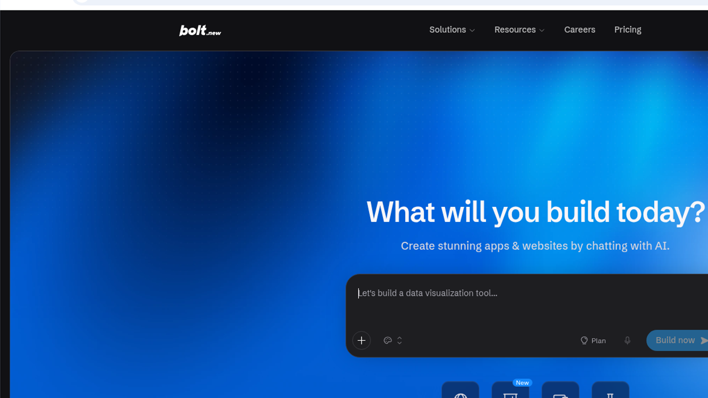 Signed-out bolt.new composer: What will you build today?