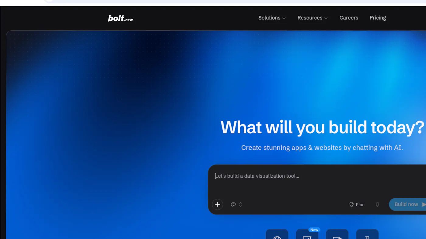 Signed-out bolt.new composer: What will you build today?