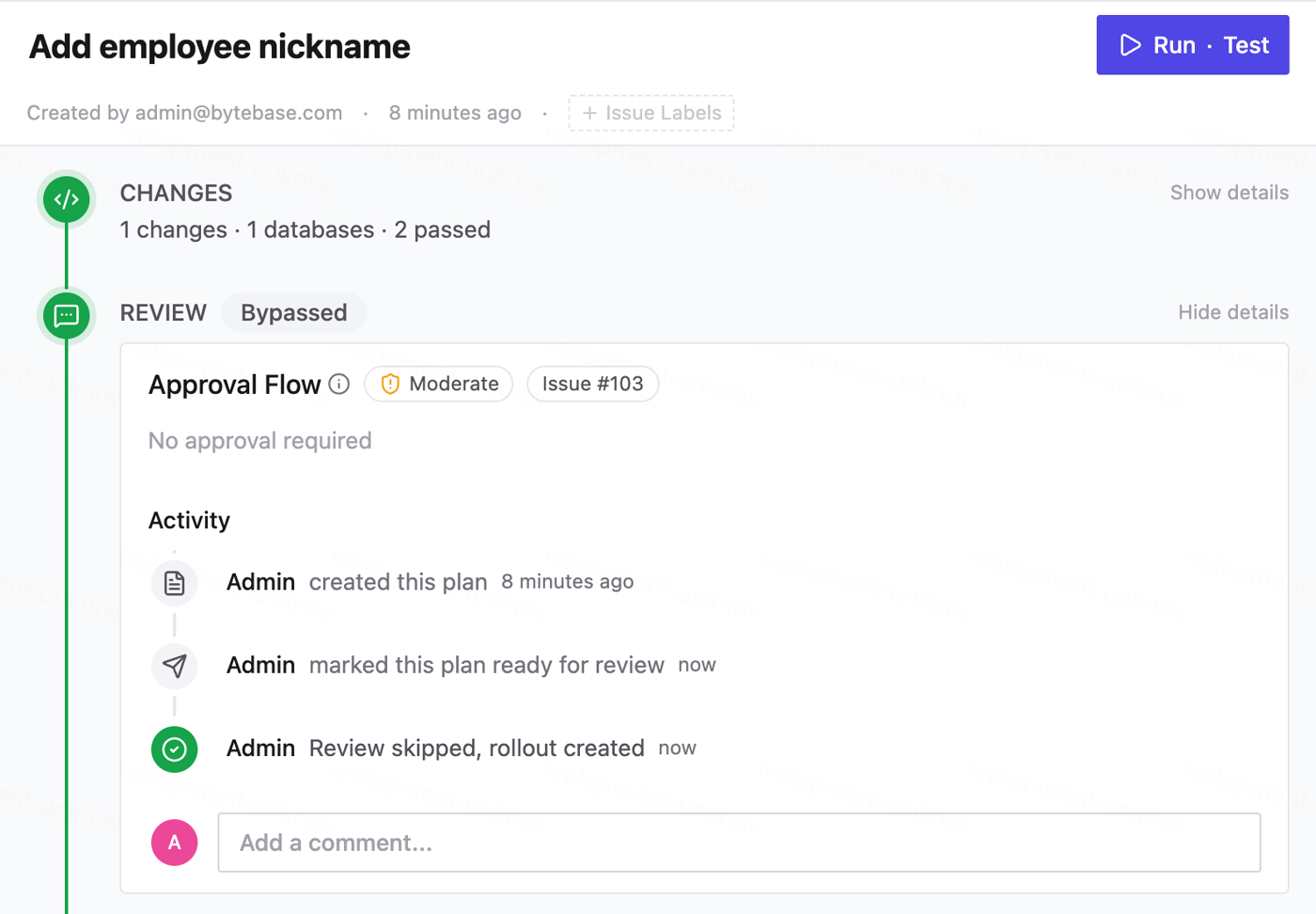 Product UI of Bytebase