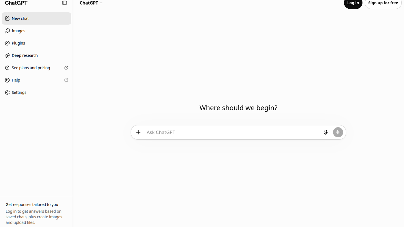 Signed-out ChatGPT composer on chatgpt.com