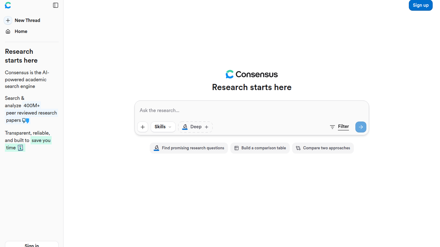 Consensus research composer: Ask the research with Skills and Deep