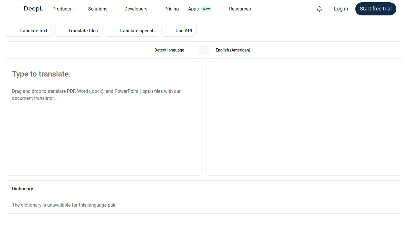 DeepL translator: Type to translate with Detect language and English DeepL translator: Type to translate with Detect language and English
