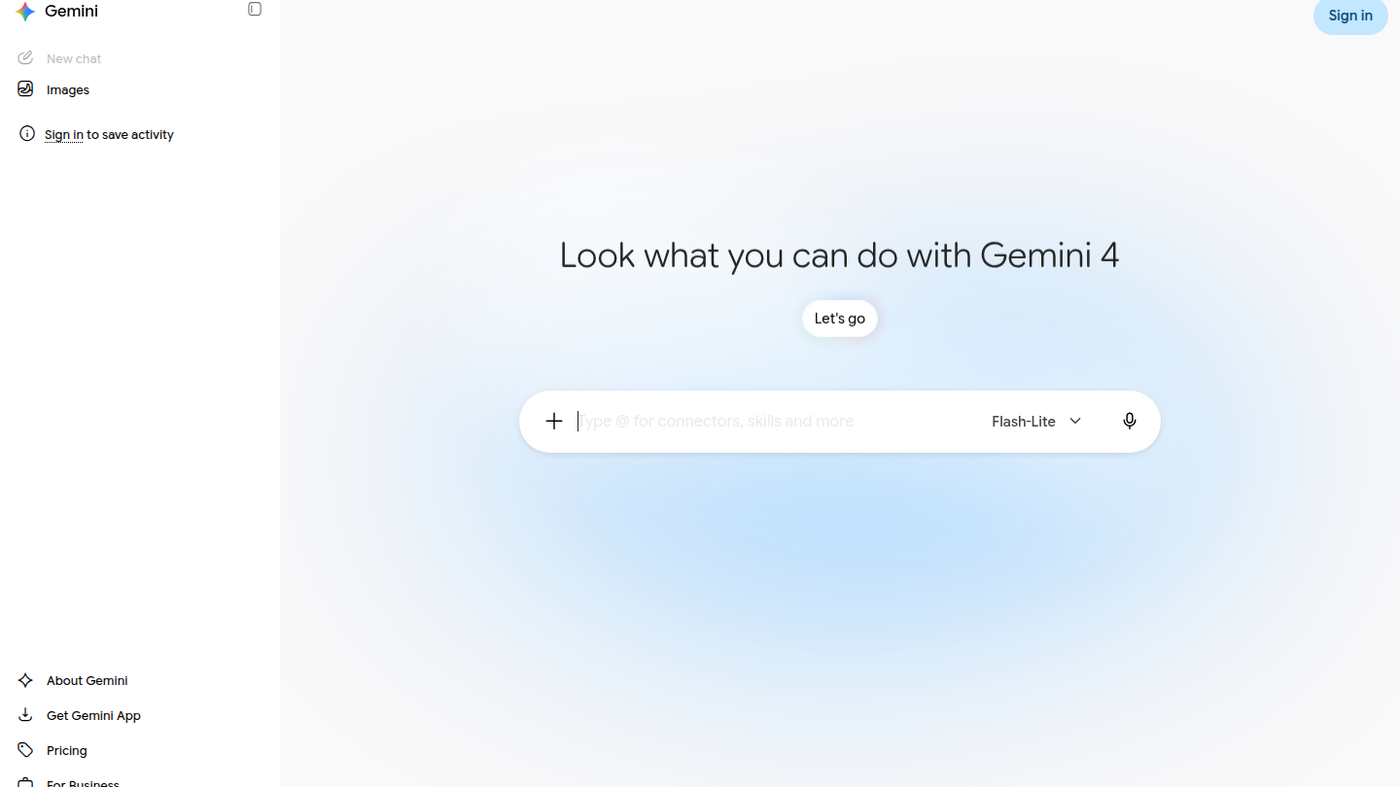 Gemini app composer on gemini.google.com