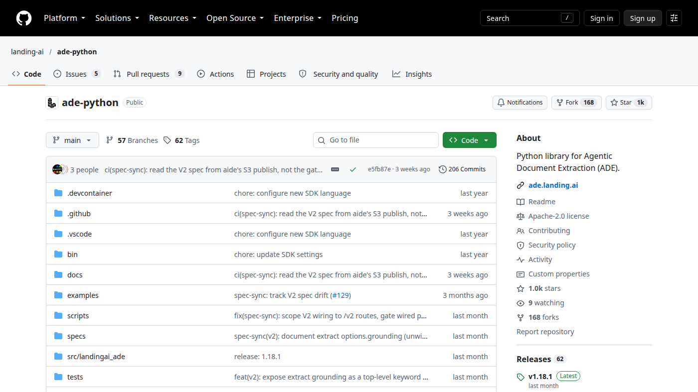 landing-ai/ade-python GitHub file list: Agentic Document Extraction Python client landing-ai/ade-python GitHub file list: Agentic Document Extraction Python client