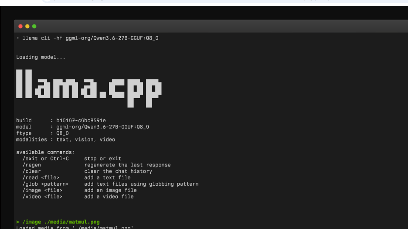 llama.cpp CLI chat: GGUF loaded with slash commands llama.cpp CLI chat: GGUF loaded with slash commands