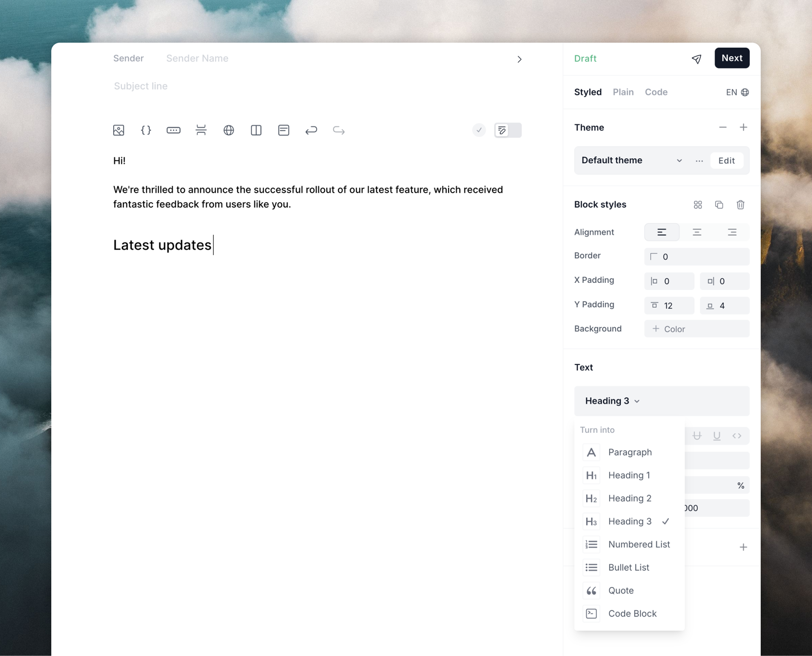 Product UI of Loops Product UI of Loops