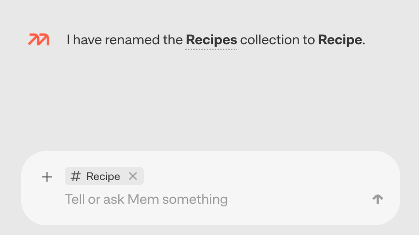 Mem Chat composer: Tell or ask Mem something