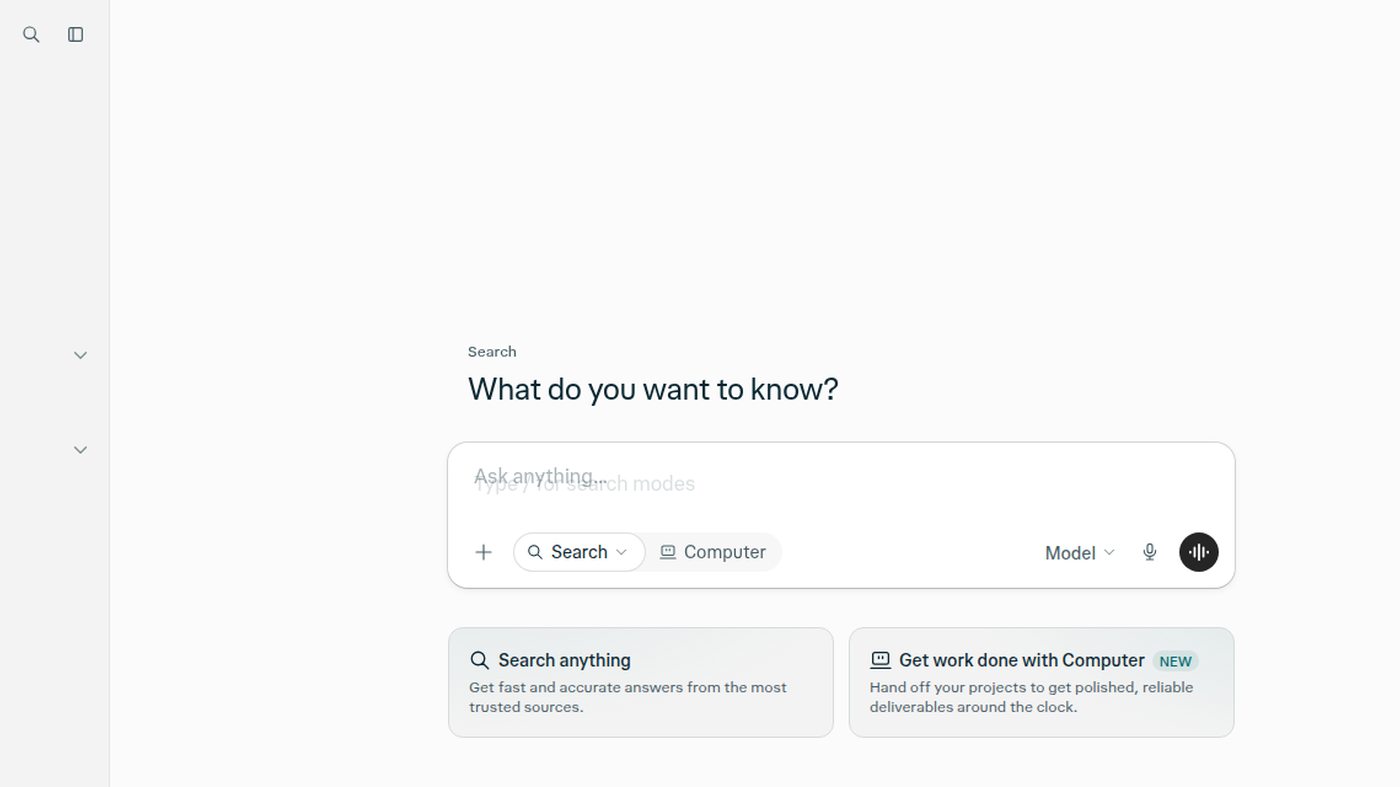 Perplexity Search/Computer composer: What do you want to know?