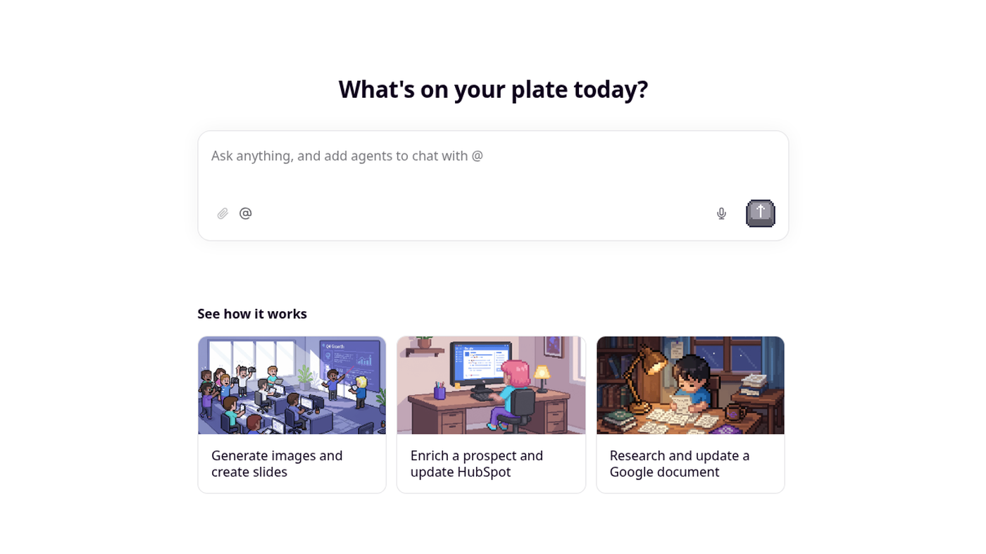 Relevance Chat signed-out composer: What's on your plate today? with @mention box Relevance Chat signed-out composer: What's on your plate today? with @mention box