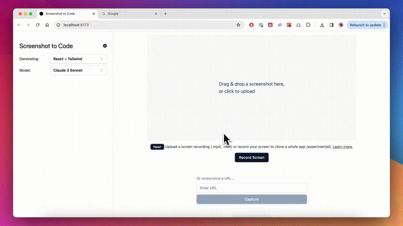Screenshot to Code