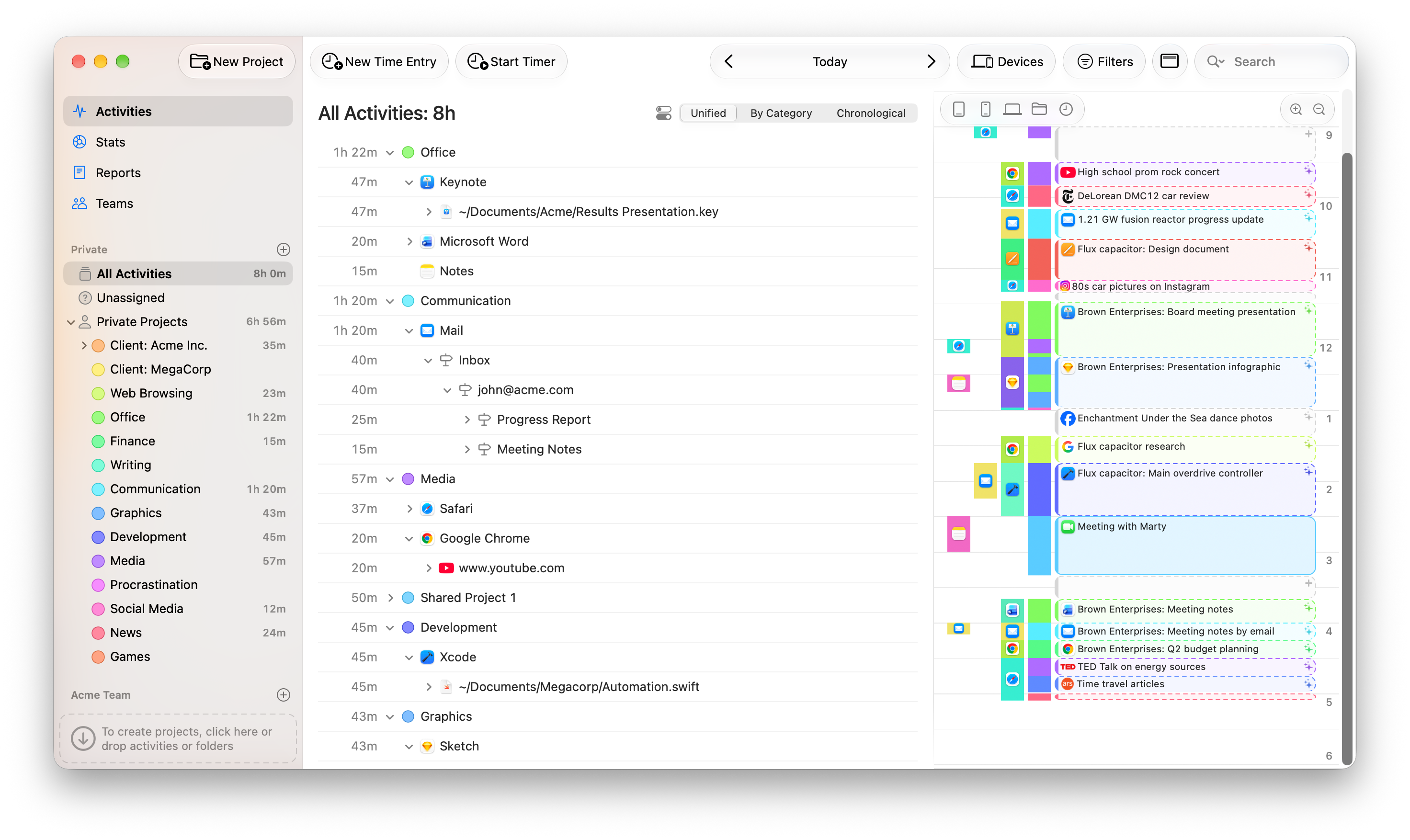 Product UI of Timing