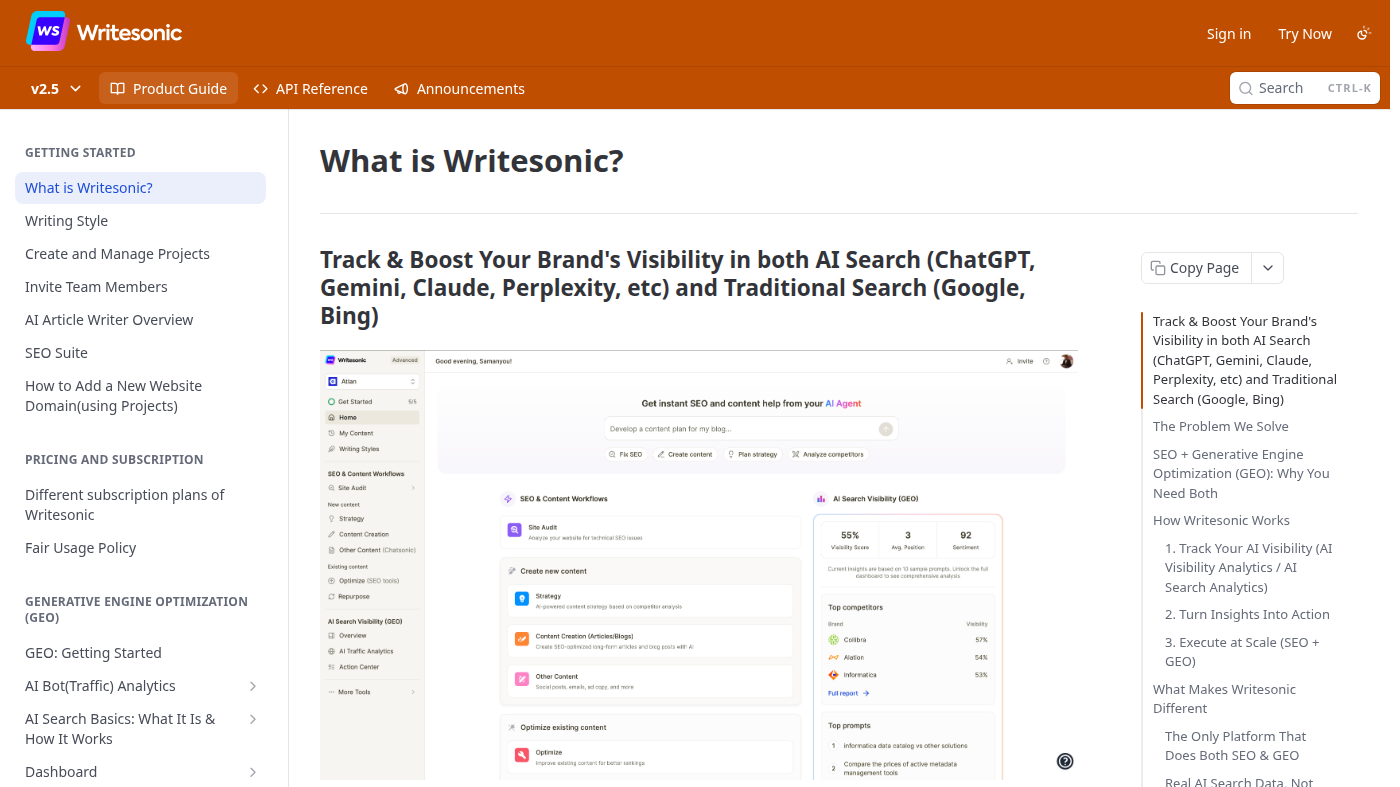Writesonic Product Guide: What is Writesonic? with AI Agent dashboard Writesonic Product Guide: What is Writesonic? with AI Agent dashboard