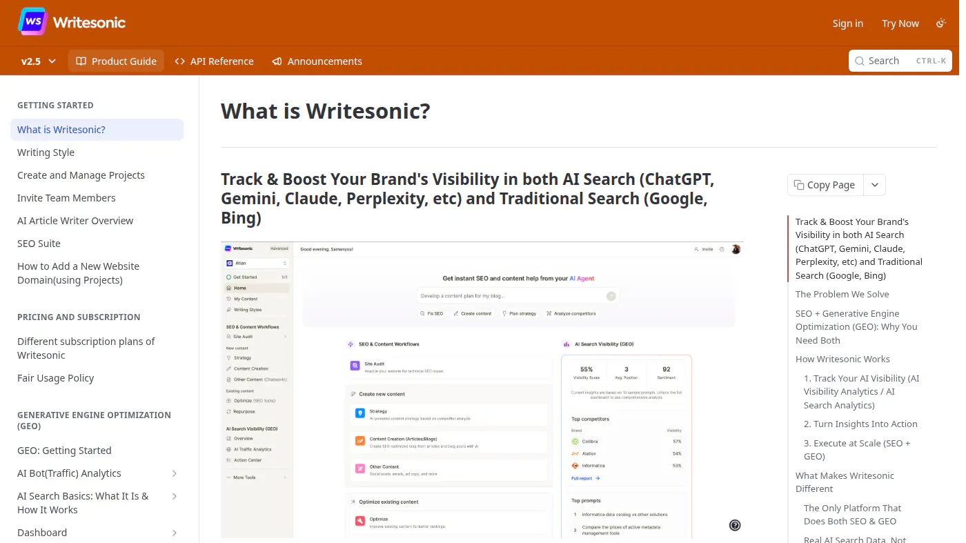 Writesonic Product Guide: What is Writesonic? with AI Agent dashboard
