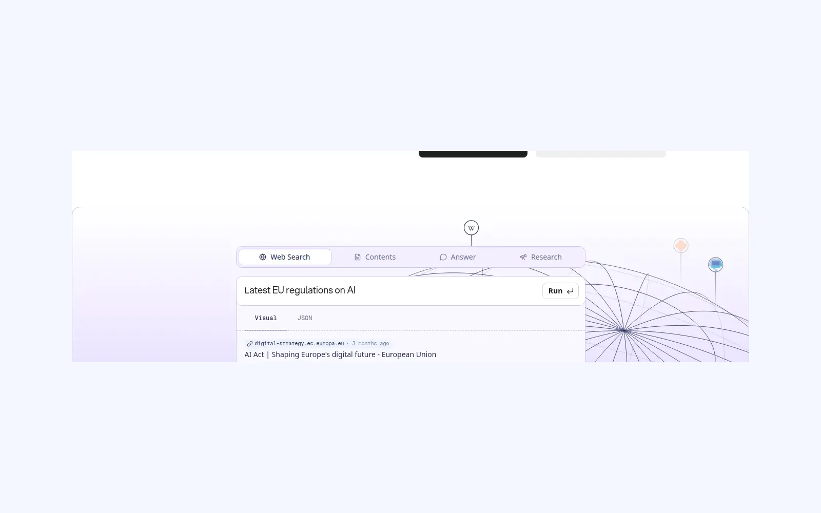You.com Web Search API playground with Run and cited result