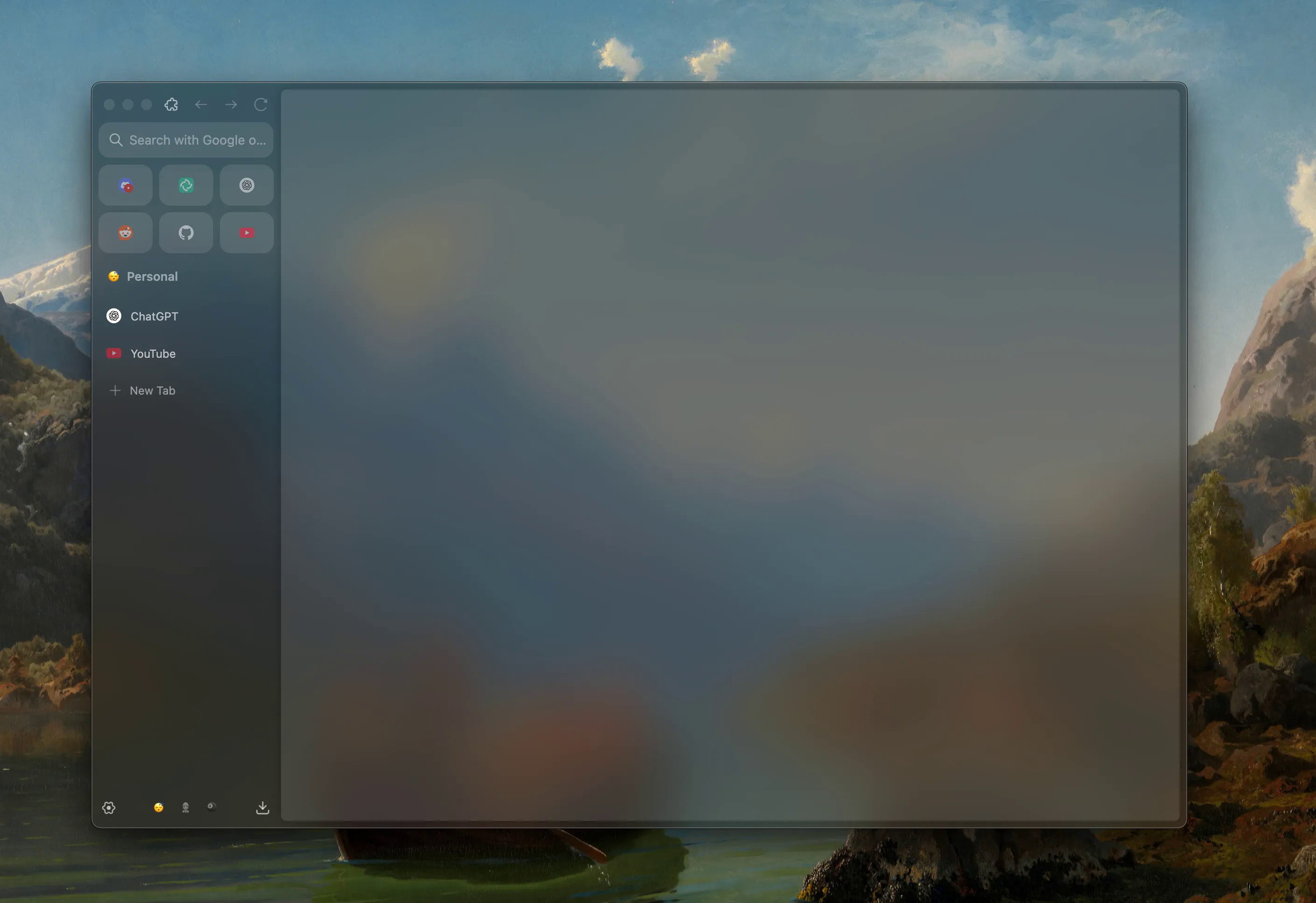 Product UI of Zen Browser